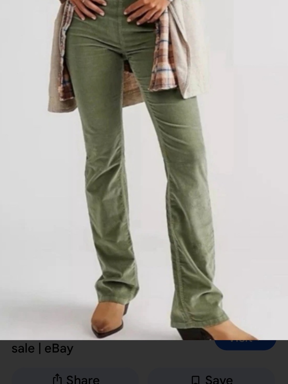 Free People We The Free Olive Green Corduroy Pull On Pant Side Zipper Size 28W